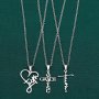 3PCS Stainless Steel Christian Faith Words Pendant Necklace Unisex Couple Jewelry Gift