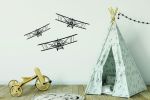 Vintage Plane Wall Sticker - Metallic Rose Gold