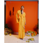Maxi Ruffle Sheer Dress In Mango - 2XS