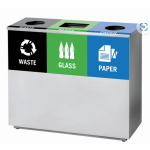 Awesome Recycling Bin Three Divisions – Stainless Steel – 96 X 34 X 82CM