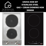 Univa Hob Set - Stainless Steel Gas + Ceran Domino Hob - 300MM