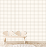 Tan Gingham Wallpaper - 1.2M Wide X 3M High Peel & Stick Self-adhesive Wallpaper