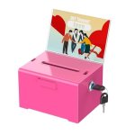 Uniclife Acrylic Donation Box With Lock And Sign Holder Pink Ballot Box With Slot Plastic Suggestion Box Tip Jar Cash Storage Co