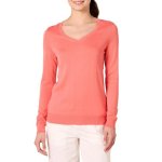 Amazon Essentials Women's Classic-fit Lightweight Long-sleeve V-neck Sweater Available In Plus Size Coral Pink XS