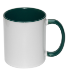 Mugs - 11OZ Coloured Inner & Handle 13 Colours - Dark Green