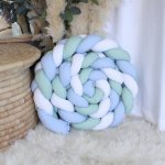 Cot Bumper Braided 3 Strand White Light Blue And Green