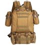 55L Tactical Backpack With 3 Molle Bags-travel Camping Hiking - Black Camo