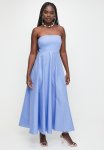 Linen Blend Tie Back Bandeau Maxi Dress - Hydranga