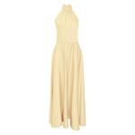 Oyster Highneck Satin Maxi Dress