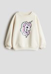 Motif-detail Sweatshirt - White Unicorn
