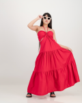 U-bar Cut Out Dress In Red - 2XL