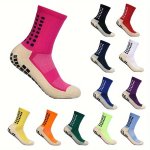 1 Pair Of Men's Mid Crew Sport Socks Non Slip Shock Absorption Comfy Breathable Socks For Men's Basketball Training Running Outd