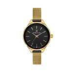 Ip Gold Premium Black Dial 3 Hands Watch