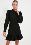 MINI Dress With Puff Sleeve Detail - Black