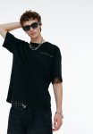 Loose Fit Vintage-look Printed T-Shirt - Black new York