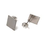 Platinum 201 Stainless Steel Stud Earring Findings With 304 Stainless Steel Pin Rhombus 6PCS