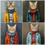 Tear Resistant Deco Print Winter Cats 4'S