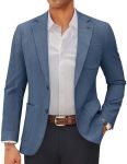 Pj Paul Jones Men's Blazer Jacket Notched Lapel Casual Sport Coats Solid Business Suit Jackets Blue