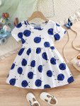 Sweet Ladybug Insect Graphic Girls Cartoon Short Sleeve Dress Cute Girl Holiday Summer Dresses