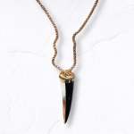 Giant Bone Horn Long Chain Necklace - Gold Free