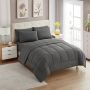 5-PIECE Plain Comforter Set Dark Grey