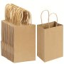 10PCS Plain Medium Bulk Brown Kraft Paper Bags With Handles Grocery Shopping Retail Bags Small Business Supplies Birthday Wedding Party Favors Packing Tote Bags