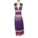 Striped Boho Crochet Maxi Dress - S