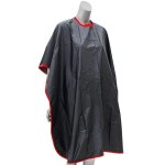 Salon Cape Black & Red Trim Vinyl Hook & Loop