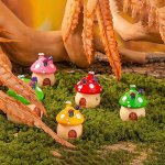 4PCS Miniature Mushroom Houses Fairy Garden Accessories MINI Resin Statues Micro Landscape Plant Decor Bonsai Craftwork Outdoor