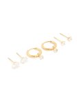 Waterproof Gold Plated Stainless Steel Cubic Zirconia Huggie & Stud Earrings 3-PACK