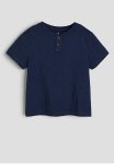 Cotton Henley T-Shirt - Navy Blue