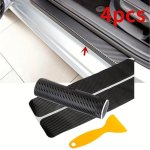 4PCS Carbon Fiber Stickers For Car Door Sills Door Scratch Strips Anti Kick Films Protective Pads And Door Sills