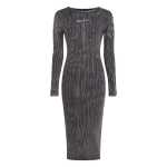 Ribbed Long-sleeved Dress -washed Black