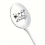1PC Christmas Ice-cream Spoon Fashion Personalized Carved Stainless Steel Spoon Funny Cartoon Family Cute Practical Gift Diy Cus