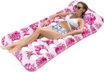 Single Leaf Pool Float Extra Wide Inflatable Lounger - Pink Leaf