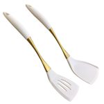 Heat-resistant Kitchen Spatula Set Non-toxic Cooking Utensils With Solid & Slotted Designs Food Grade Silicone And Gold-plated S