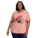 Donnay Plus Size Novelty Tee With Side Slits - Blush