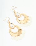 Goldair Gold Pearl Oval Petal Drop Earrings