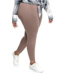 Plus Size Basic Long Leggings - Taupe