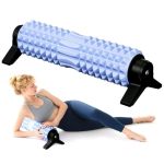 Runwe Foam Roller With Stand - Bracket Foam Roller For Back Pain 21 Inch Trigger Point Deep Tissue Massage Roller Medium Density