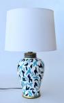 Navy & Blue Design On White Ceramic Lamp White Shade 60X38CM