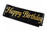Party Happy Birthday Black Sash Gold Print