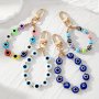 Evil Eye Beaded Wristlet Phone Lanyard Strap Cord Retro Keychain Purse Bag Charm Earbud Case Cover Accessories Friends Gift