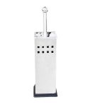 Toilet Brush With Square Stainless Steel Holder - Silver