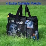 Large Capacity Mesh Beach Tote Bag For Women Polyester Material Bag With Multiple Pockets Ideal For Summer Travel And Outdoor Us
