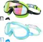 2 Piece Swim Goggles Anti-fog Anti-uv Wide View Swimming Goggles For Kids 3-14