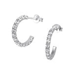 C1218-C10797 - 925 Sterling Silver Cz Half Round Hoop Earrings