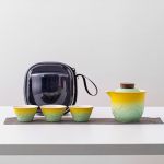 Travel Tea Set Ceramic One Pot Four Cups Portable Outdoor Tea Pot