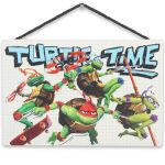 Teenage Mutant Ninja Turtles Turtle Time Hanging Wood Wall Decor - Fun Tmnt Sign For Kids' Bedroom Man Cave Or Play Room