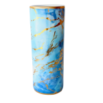 Blue gold Tall Marbled Umbrella Stand
